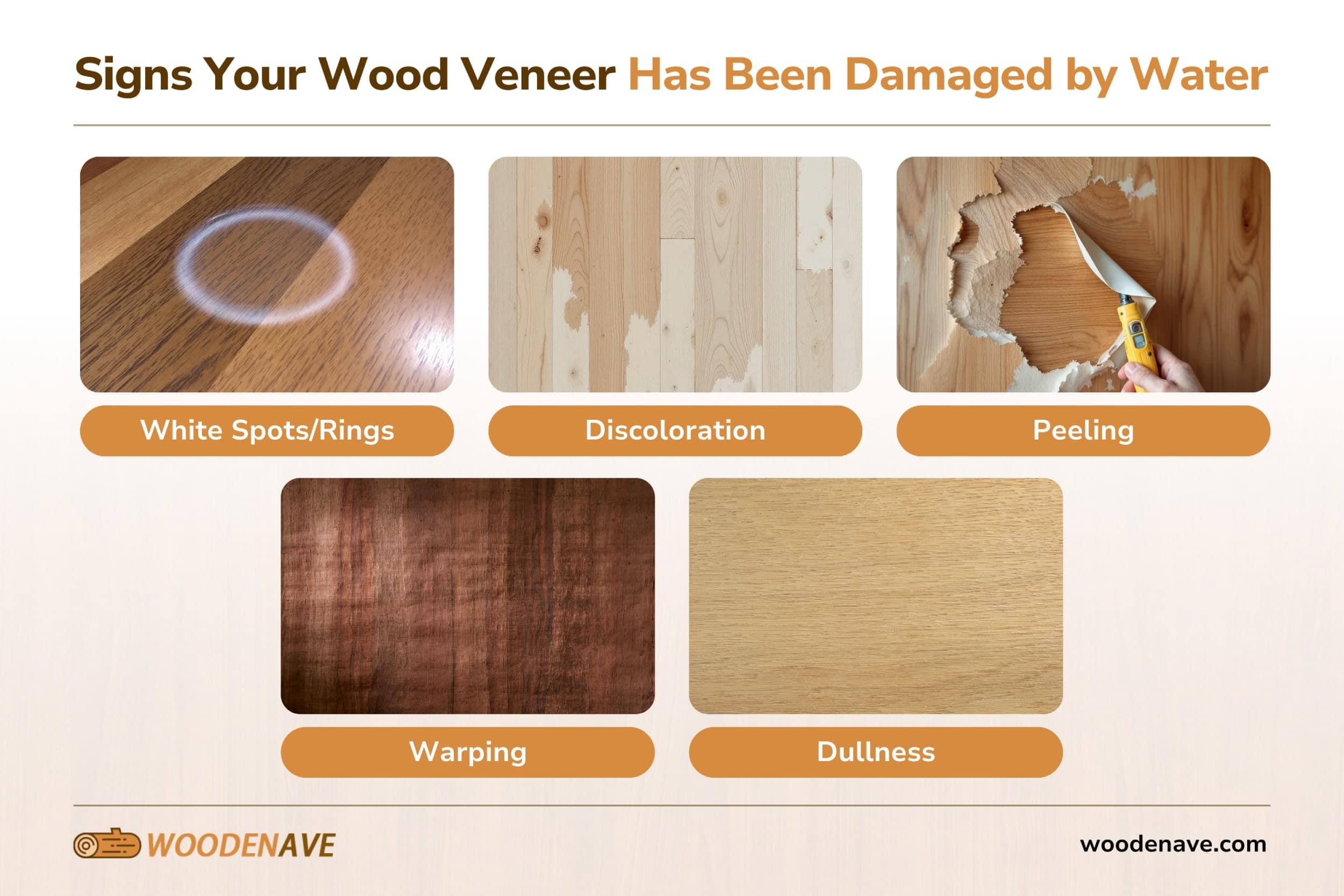 signs your wood veneer has been damaged by water min