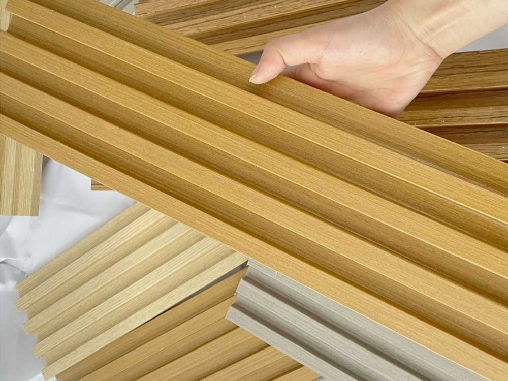 wood veneer wrapped fluted wall panel